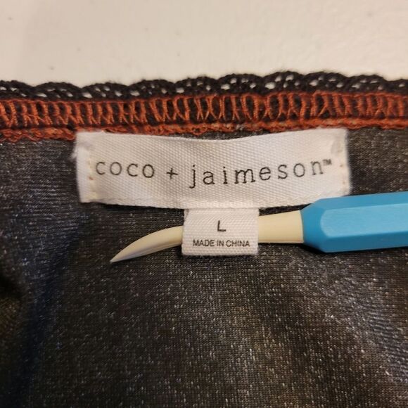 Coco + Jaimeson  Surplice V-Neck 3/4 Sleeve Floral Velvet Faux-Wrap Mini Dress L - Picture 11 of 16